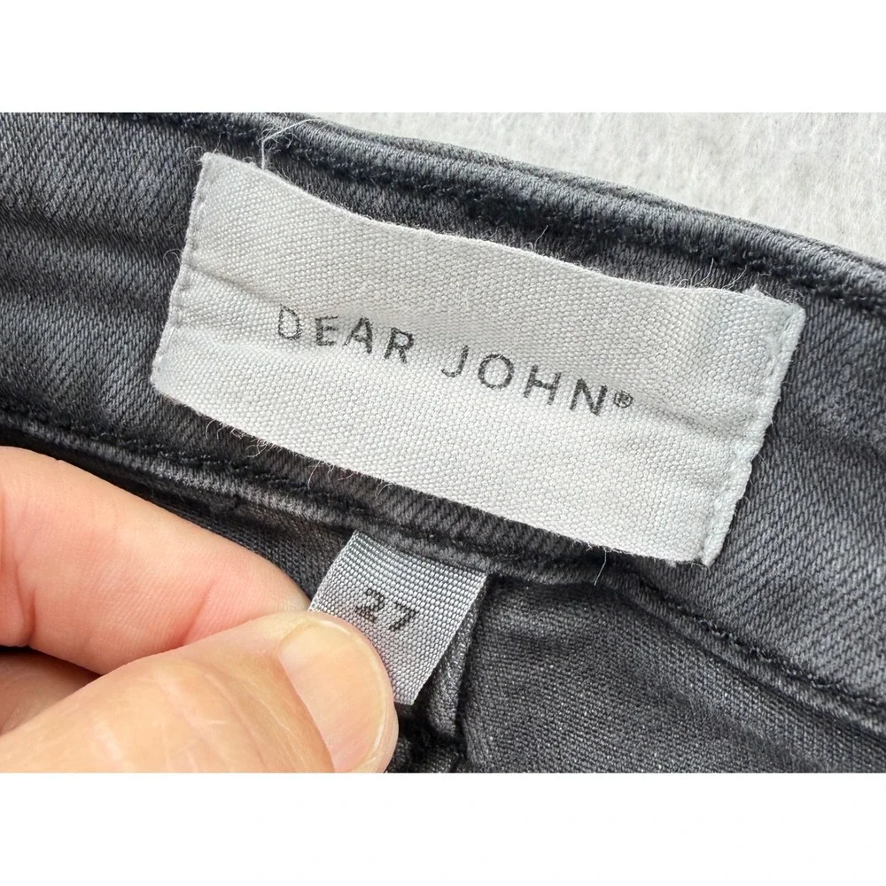 Dear John Audrey High Rise Wide Leg Jeans Empire Gray Raw Hem 27